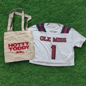 BOXERCRAFT OLE MISS REBELS crop football jersey women’s size LARGE bonus bag